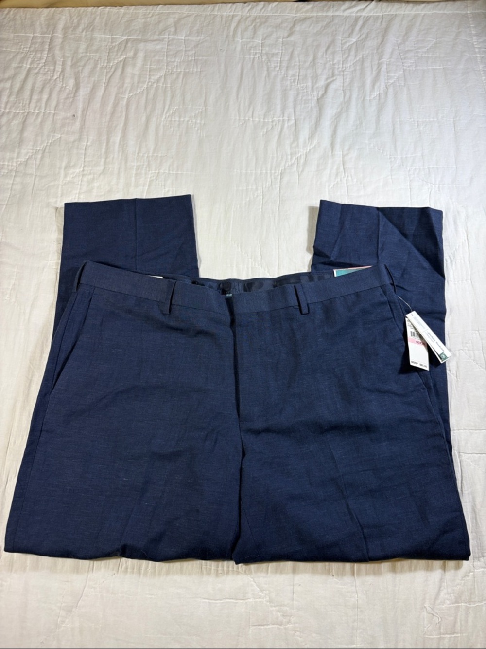 NWT Cubavera Men's Performance Linen Blend Pants Navy Suitcase 2 Sunset W40 L30